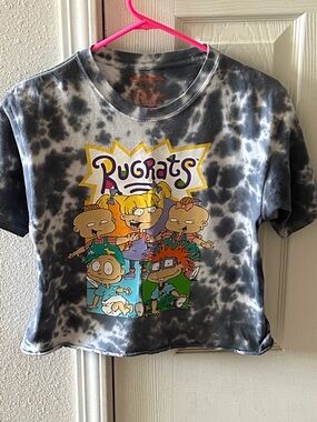 Nickelodeon Rugrats Tie-Dye Graphic crop Tee - Black, Gray